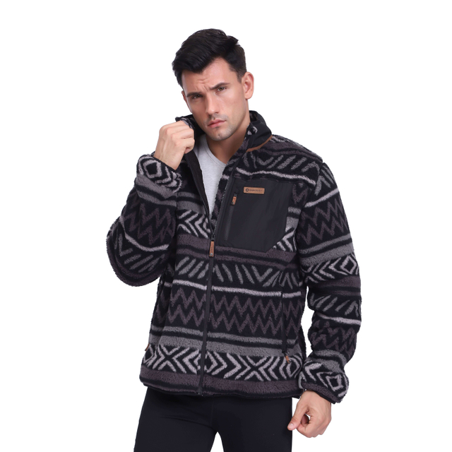 Stampare da uomo stampare più morbido sherpa sherpa pile giacche inverno