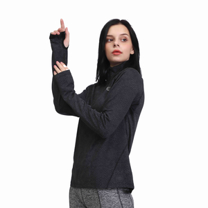 Top da donna a maniche lunghe con mezza zip da allenamento con stampa riflettente