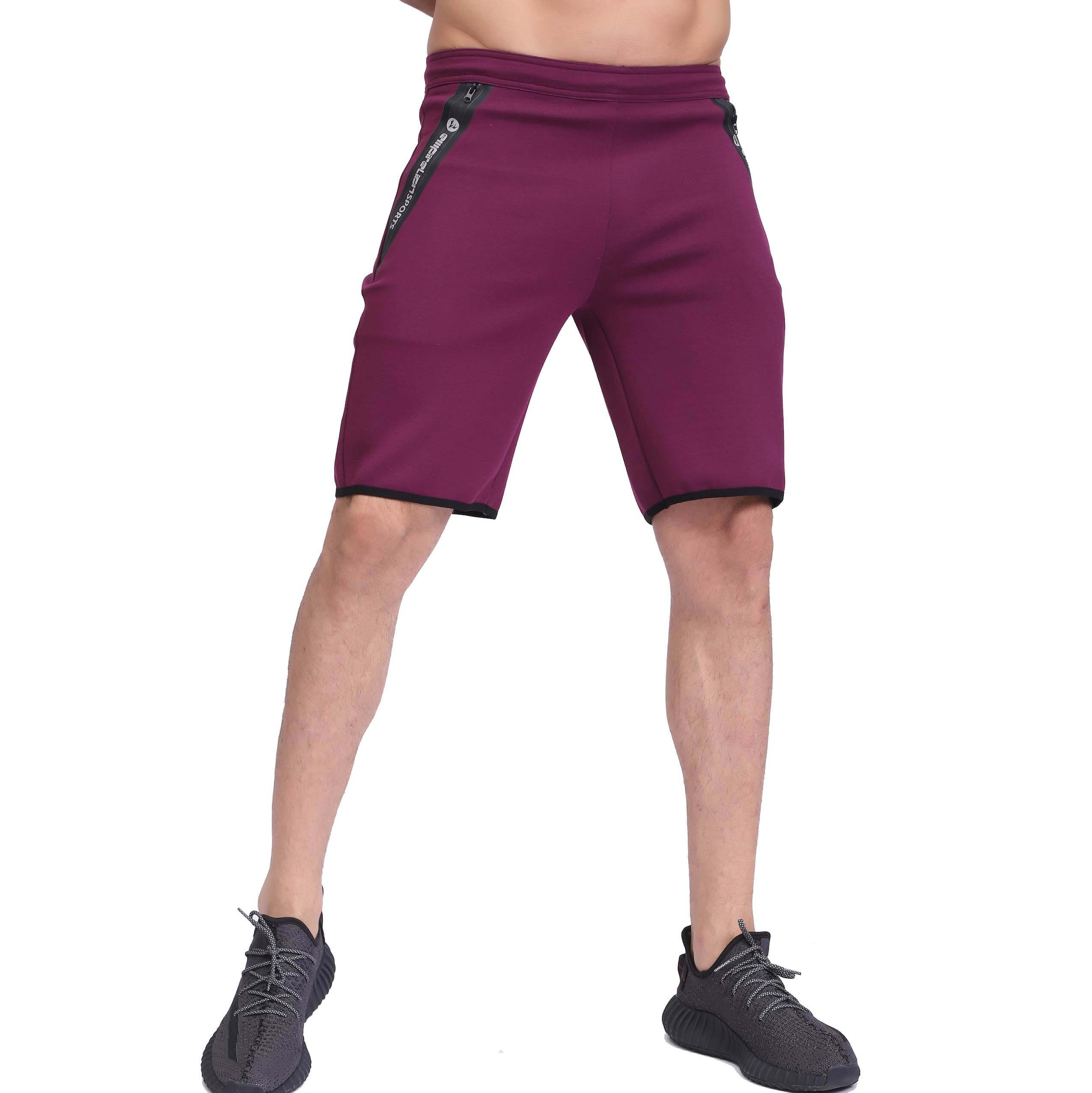 Pantaloncini sportivi da jogging da uomo con tasche elastiche in vita con zip
