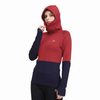 Women Cowl Neck Thumb Folle con cappuccio a blocchi a blocco a colori a manica lunga