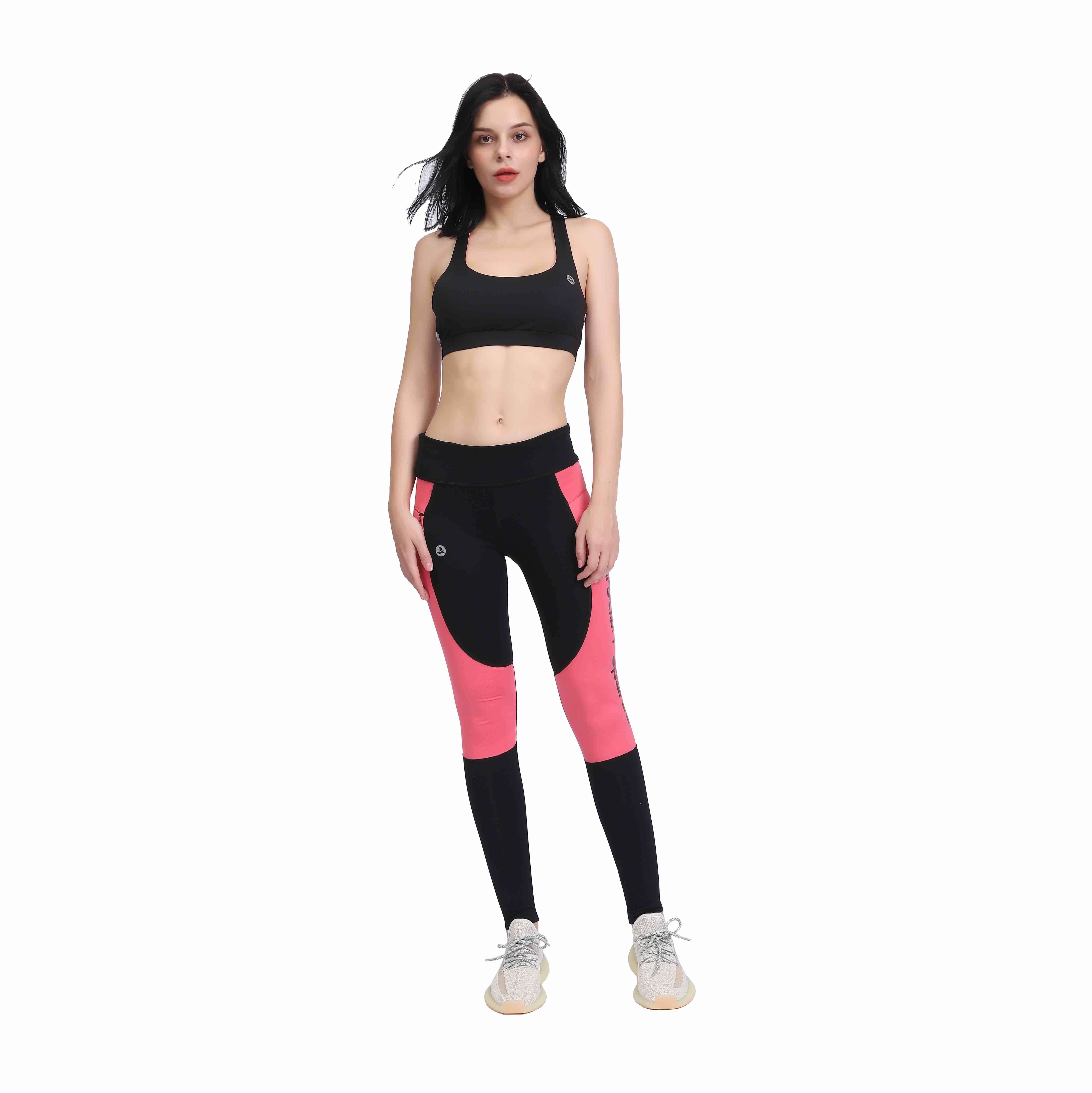 Pantaloni da yoga da donna con tasche con cerniera e pannello in rete