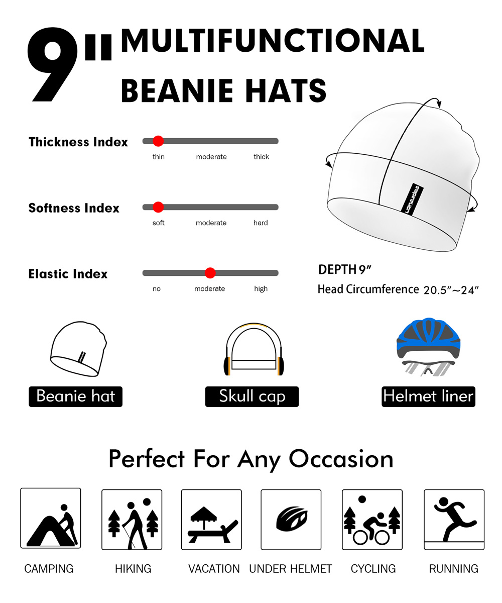 9 "cappelli di berretti leggeri multifunzionali, in esecuzione tappi per casco cranio tappo del telaio per gli uomini donne