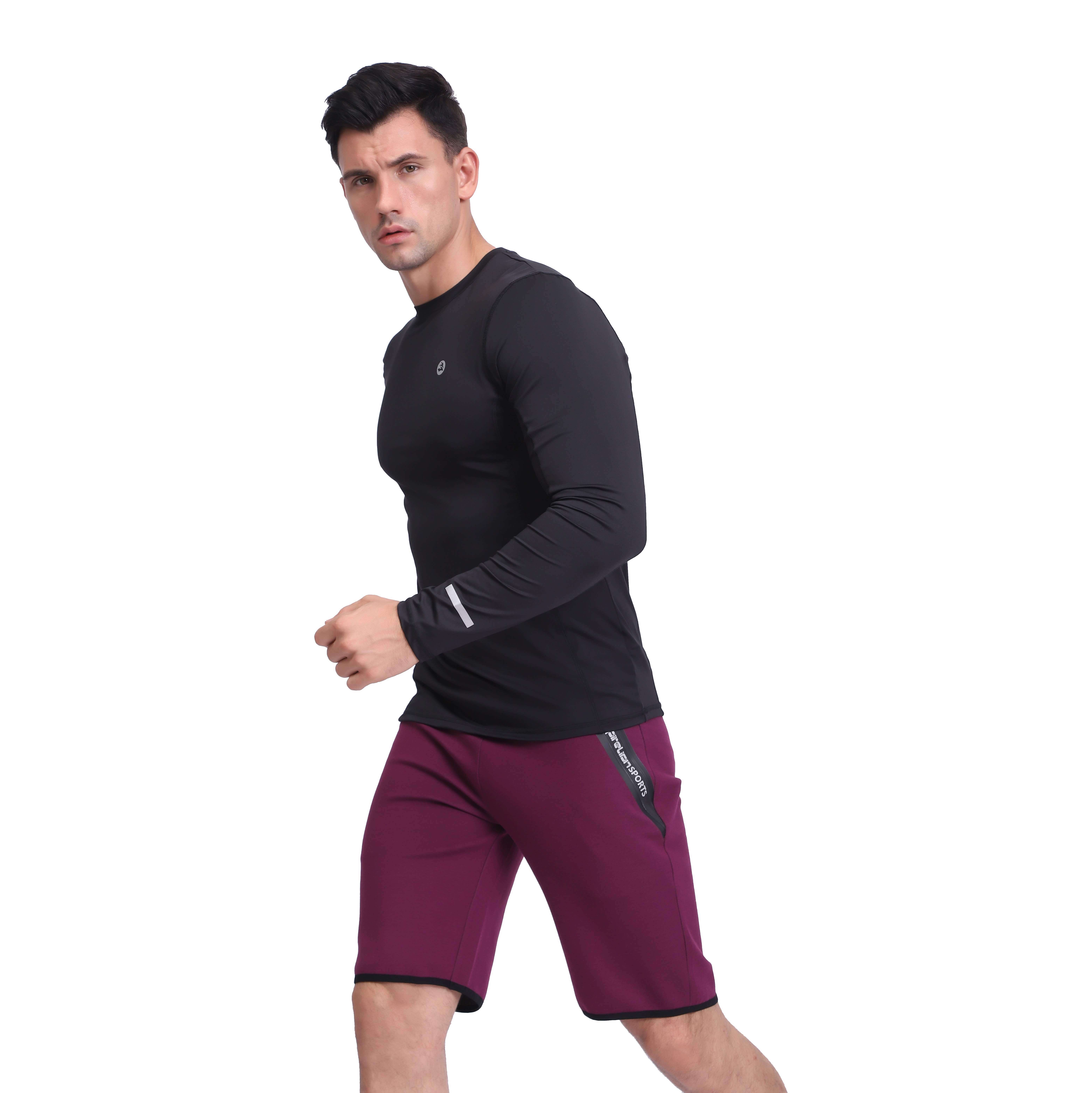Camicia da corsa a manica lunga a base di compressione maschile