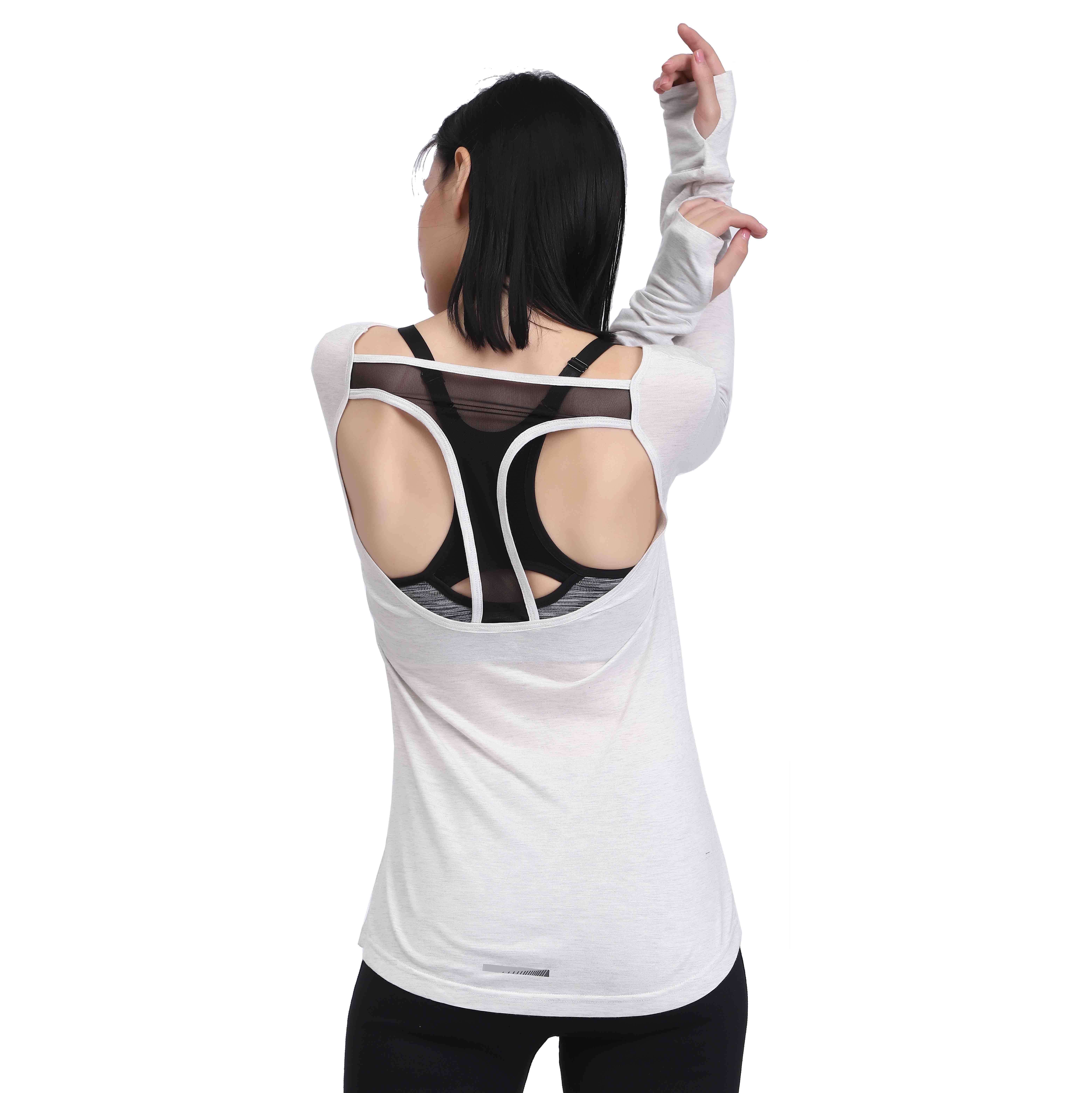 Camicie da yoga a maniche lunghe aperte sul retro da donna